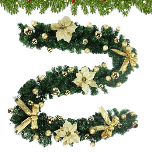 Guirlande de décorations de Noël en rotin artificiel dense et modulable