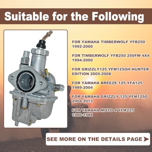 Image of Carburetor for Yamaha Moto 4 YFM225 YFM 225 ATV Carb 1986 1987 1988 | Timberwolf 250 YFB250 Carb with Fuel Petcock Switch