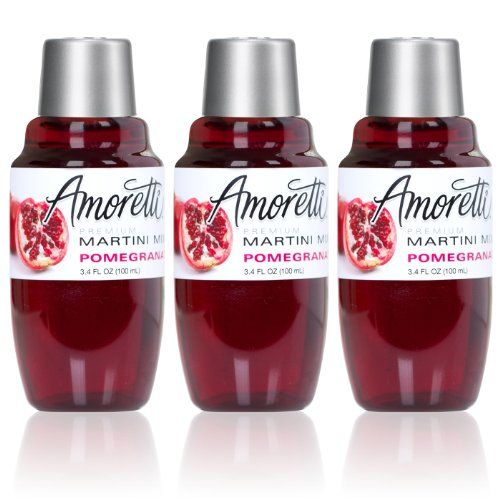 Amoretti Premium Martini Cocktail Mix Minis, Pomegranate, 3- Pack 3.4 Fluid Ounce