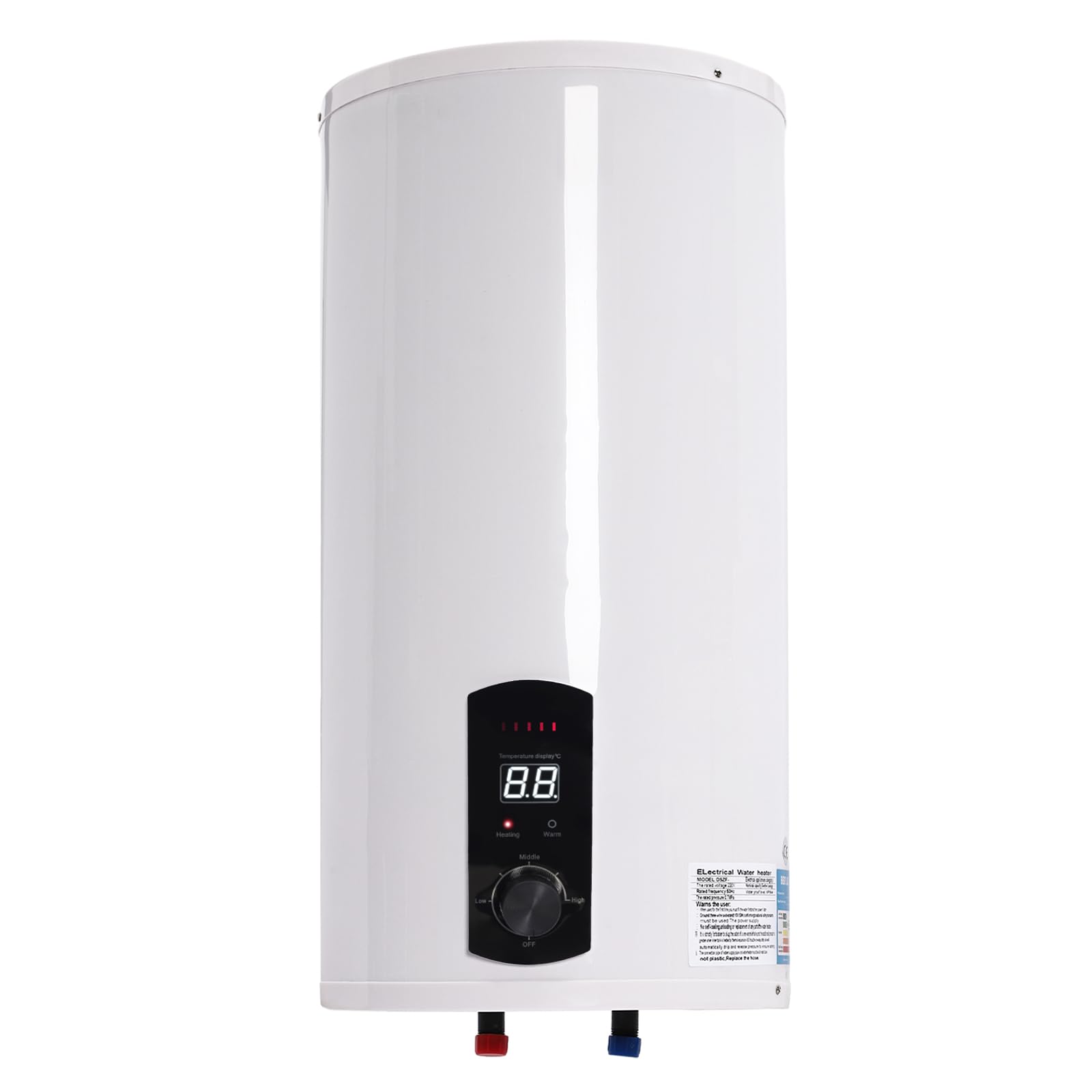 Scaldacqua istantanea con indicatore di temperatura a LED, scaldabagno elettrico con display digitale, 50 litri, 2000 W, per lavabo, cucina e bagno [classe energetica B]