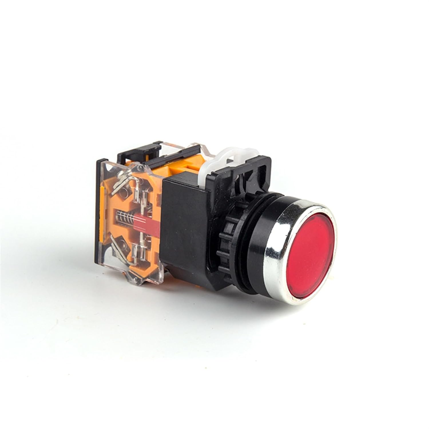 22mm LA38-11BN/LA38-11BNZS Push Button Switch Self-Locking/Latching Self-Reset/Momentary Red Green Yellow White Blue Black 1Pcs(Yellow,Self-Reset)