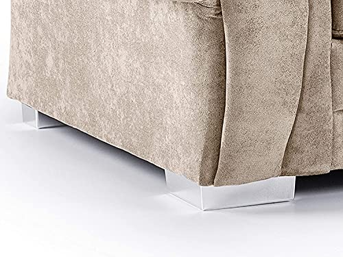 NAZUSA Beige Corner Sofa - Verona 5 Seater - Soft Fabric - Memory Foam Cushions - 240cm x 74cm - L-Shape - For Living Room - Image 4