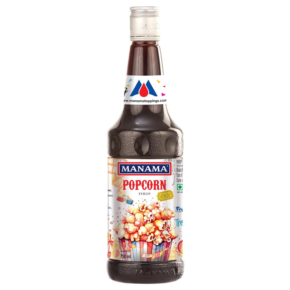 Manama Popcorn Syrup | Mixer for Mocktails, Cocktails, Drinks, Juices, Beverages | Non Alcoholic Mix 750ML Bottle