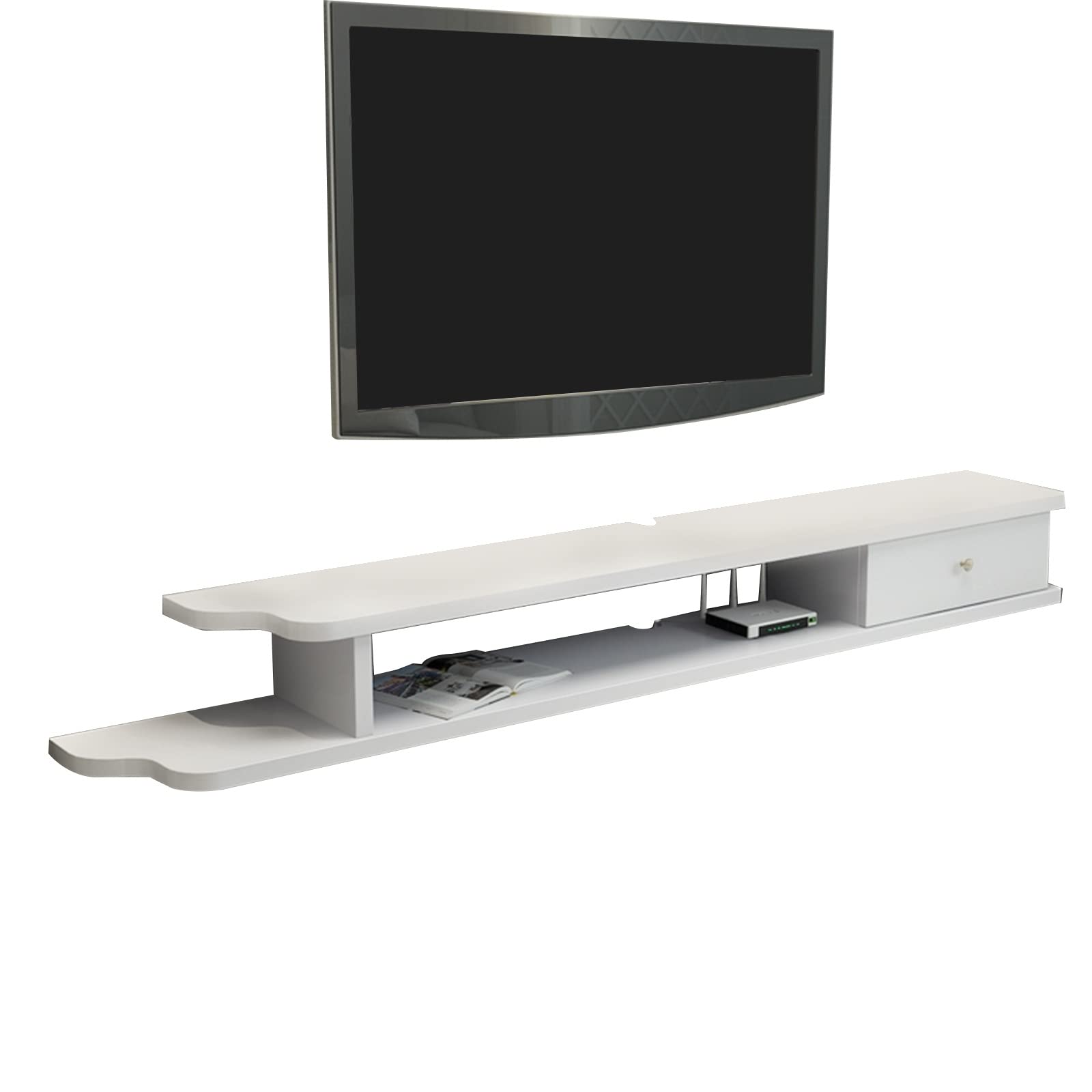 Wandmontiertes TV-Möbel, modernes schwebendes TV-Entertainment-Center für Kabelreceiver/Xbox One, 35,4/43,3/51,1 Zoll schwebendes TV-Wandregal für unter den Fernseher/B/9