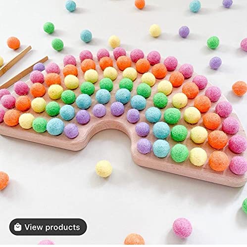 Image of OON Pompom Balls Round Fluffy Soft Multicolor 100% Wool Felt 2.5 cm Thick Pack of 100 piecesfor Art & Craft, Activity Hobby Supplies and DIY Creative Crafts Decorations (Multi Color, 100)