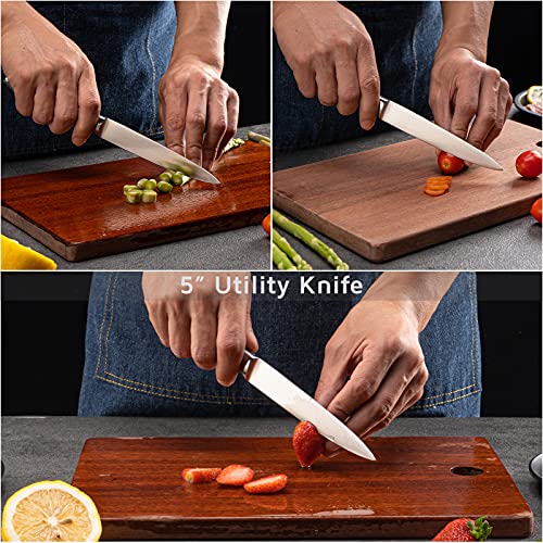 WELLSTAR Kitchen Knife Set 3 Piece, Razor Sharp German Steel Forged Blade with Professional G10 Handle, Chef Utility Paring Knife Well Balanced Cutlery Set for Cutting Chopping and Dicing - Gift Box - Image 6