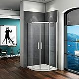 Aica Sanitär 90x90cm Duschkabine Viertelkreis 6mm Glas Runddusche Dusche Duschabtrennung H195cm D