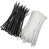 HS Narrow Zip Ties 4 Inch (600 Pack) Cable Ties in Black and White 18 Lbs Self-Locking Wire Ties Assortment for Electronics Cord Management