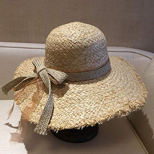 Preisvergleich Produktbild Nologo Faltbarer Sonnenhüte Frauen-Strohhut Sonnenhut Baumwollmischung Stroh Urlaub Feste Farbige Sommer-Hut & Cap Damen Sonnenhut Panama-Strohhut for Frauen UPF 50 (Size : Adjustment Range 55-58cm)