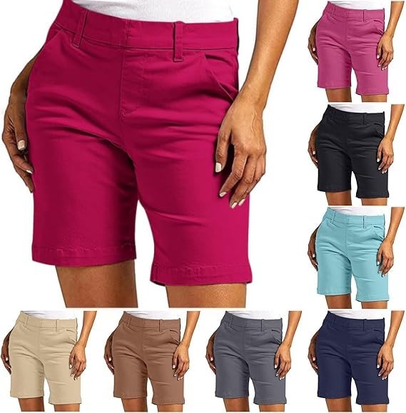 Piuwrlz Women'S Hiking Golf Shorts Quick Dry Stretch Casual Work Shorts With Pockets Walking Travel Summer Short Pants Hot Pink S