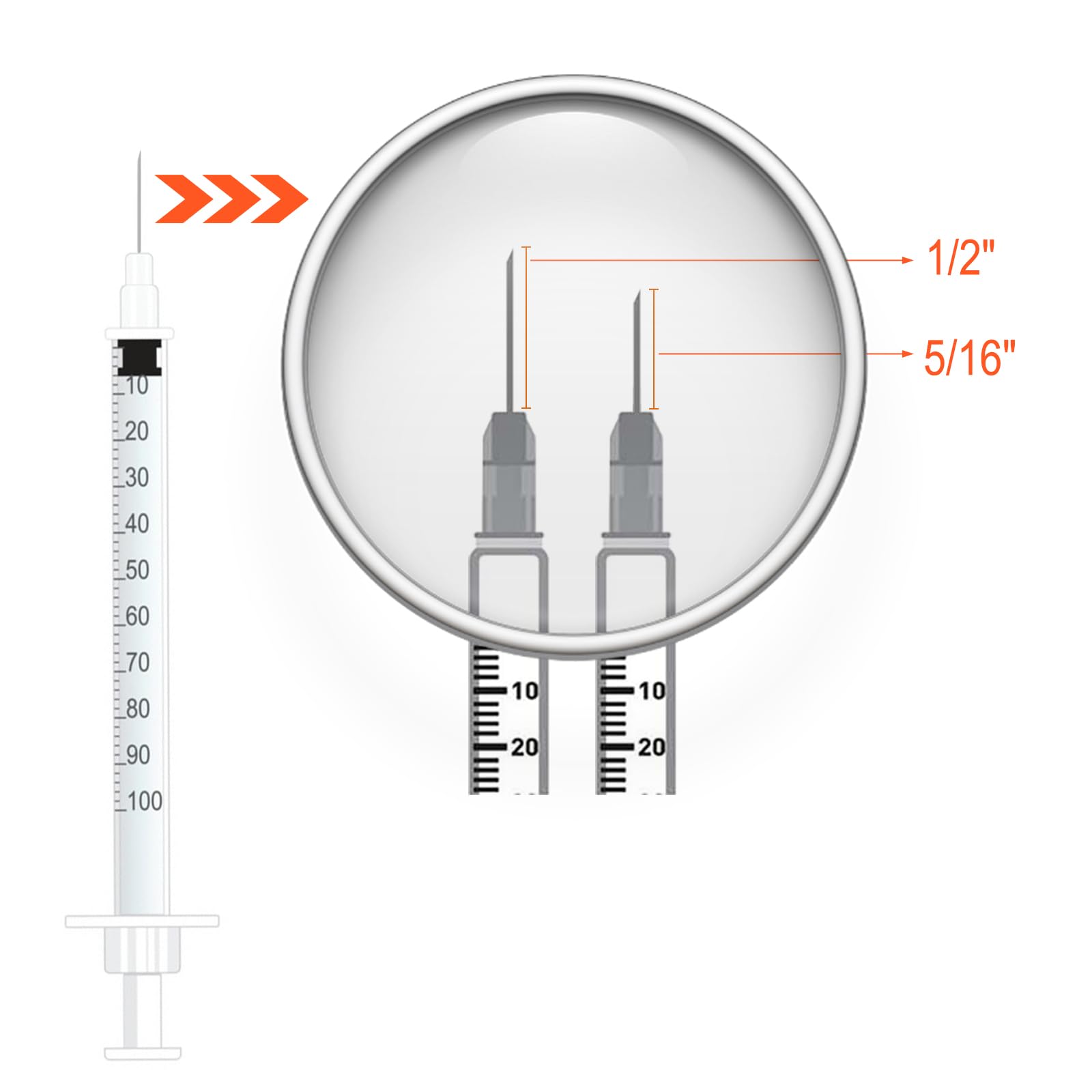 1CC/ML Syringes with 30G 1/2" (13mm) Needle, Lab Supplies, Individual Wrapped, Pack of 100 (1CC 30G 1/2"-100PACK) — Amazon image 6