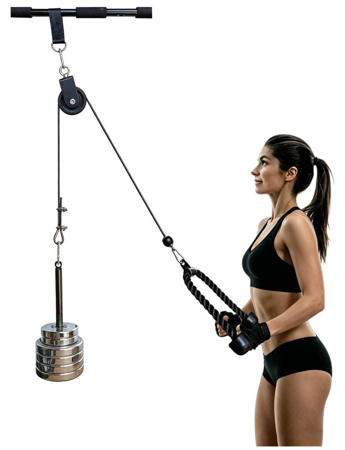 83.82cm Authentic LAT Pulldown Bar Kabelzug Pulley System für Home Gym - Latzugmaschine mit Latzugstange für Bizeps, Trizeps & Rücken Training, DIY Wandmontage, Fitness Zubehör