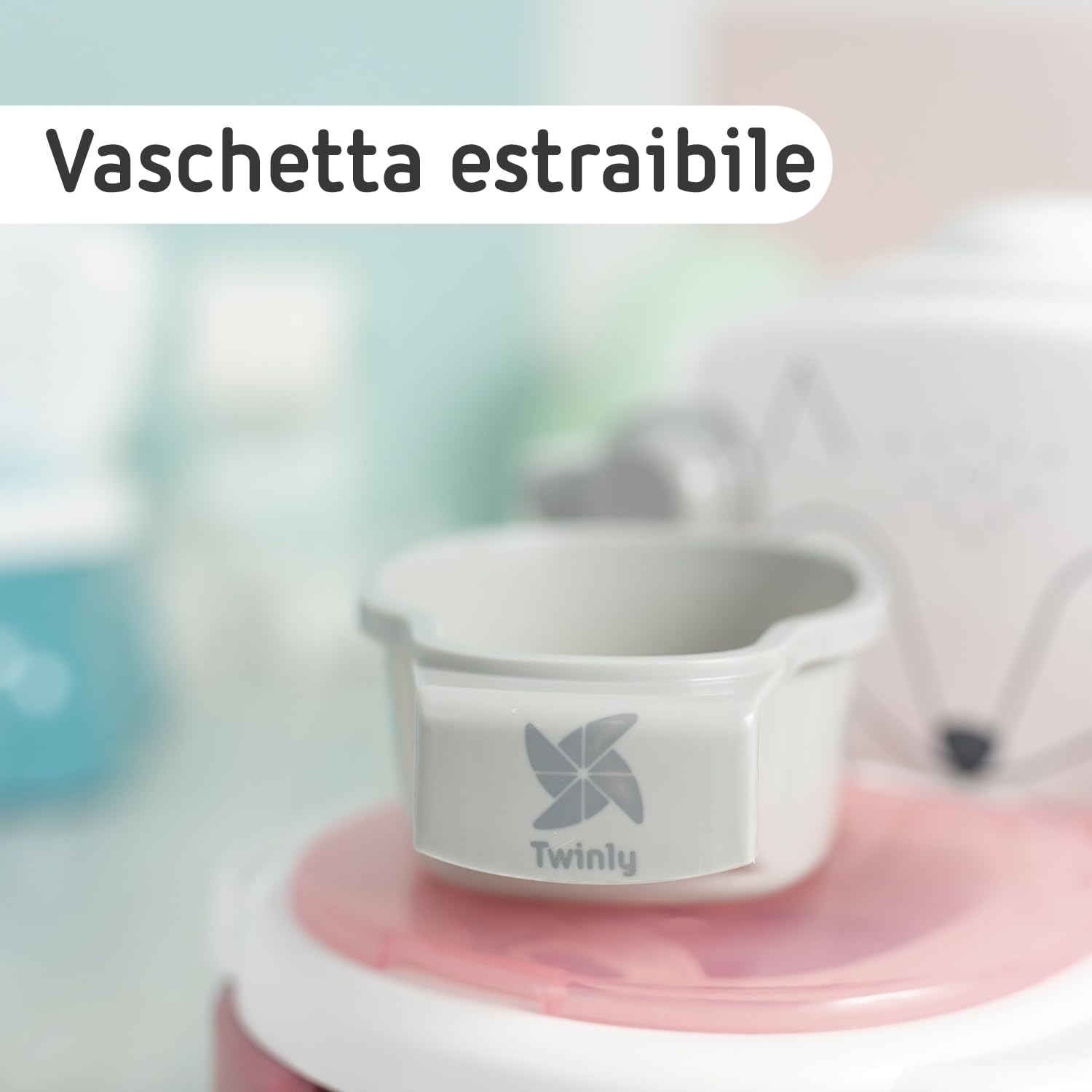 Twinly Foxy Vasino Bambino per Apprendimento Propretà 3-in-1 | Water Bambini con Riduttore WC, Porta Rotolo e Sciacquone Meccanico | Ergonomico, Antiscivolo e Facile da Pulire (Azul)