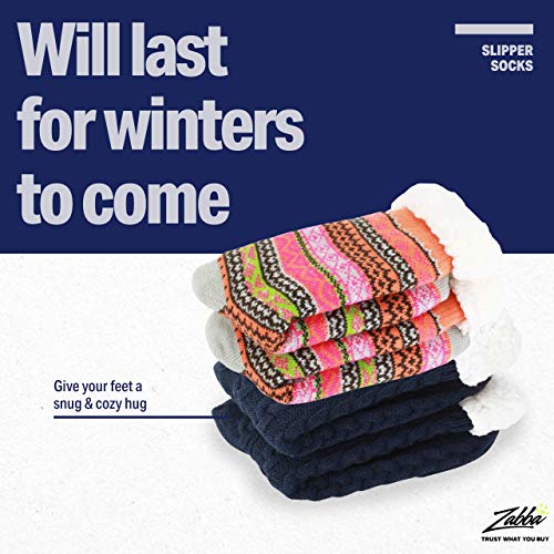 LUTHER PIKE SEATTLE Slipper Socks for Women - Warm, Cozy Socks w/Grippers﻿4