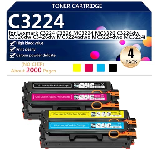 C3224 Cartouche de Toner Haute Capacité C3210K0 C3210C0 C3210M0 C3210Y0 pour Lexmark C3224 C3326 MC3224 MC3326 C3224dw C3326dw C3426dw Imprimantes,...