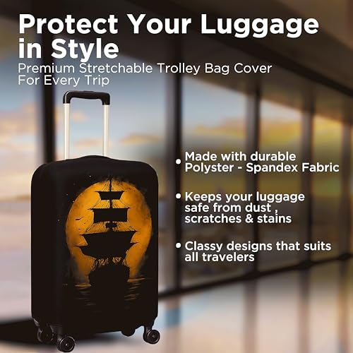 Image of WanderWraps Spendex Polyester Protective Luggage Cover | Hard Luggage Trolley Bag Cover | Washable | Dust Proof | Stretchable | S - 20 inch | Moonvoyagee
