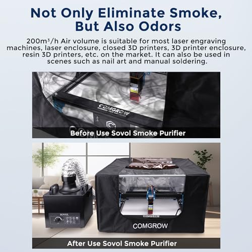 Sovol Solder Fume Extractor, 100W Suction Smoke Absorber Remover with Air Volume 200m³/h, 3-Stage Filtration, 2 shapes of Smoke Hoods and 3 Exhaust Hoses for Welding Smoke Absorption Soldering