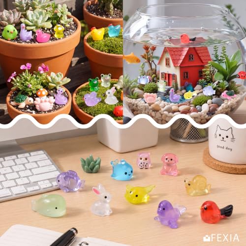 Image of FEXIA 140PCS Mini Resin Animal Figurines Tiny Animals for Fairy Garden | Many Styles Mini Resin Animal Tiny Animal Figurines Bulk Set,for Fairy Garden, Micro Landscape, Aquarium & Crafts Decor