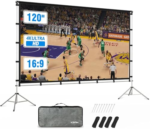 Projector Screen Outdoor, Projector Screen with Aluminum Alloy Stand Portable 120' Foldable...