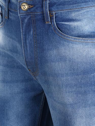 Image of The Indian Garage Co Men Regular Fit Solid Mid-Rise Stretchable Jeans