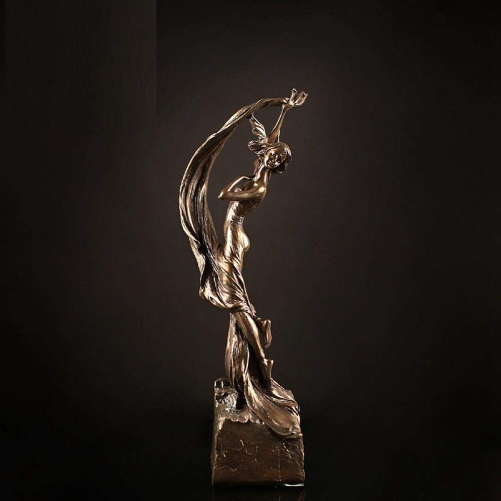 FENGWXINWFigures Sculpture Handicraft Sculpture Figure Baozhen Copper Dancing Girl Fashion Tv Cabinet Home Resin Decoration Gift Ornaments