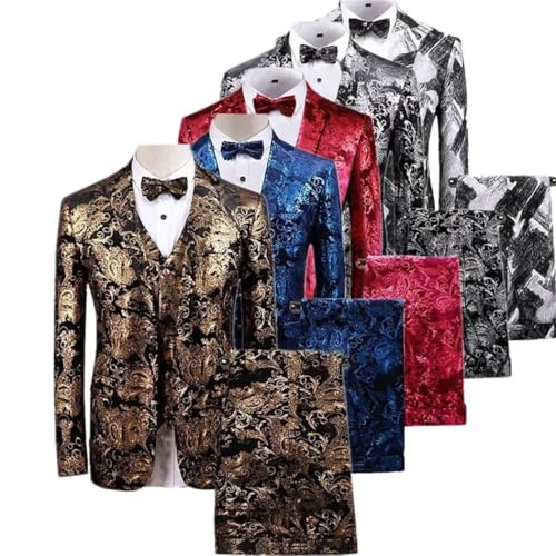 Men's 3 Piece Suit Set Wedding Groom Formal Party Blazer Vest Trousers Slim Fit Comfortable Set2
