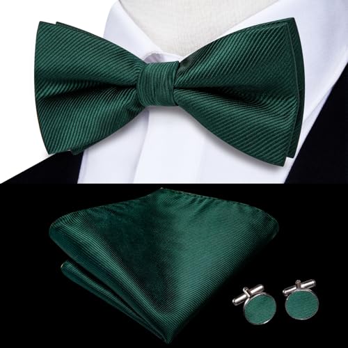 Image of Dubulle Bowtie for Men Paisley Floral Mens Pretied Bowtie and Lapel Pin Set Pocket Square Cufflinks Wedding