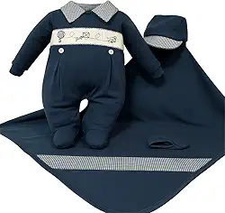 Saída de Maternidade Para Bebê Menino Céu Marinho 04 Peças