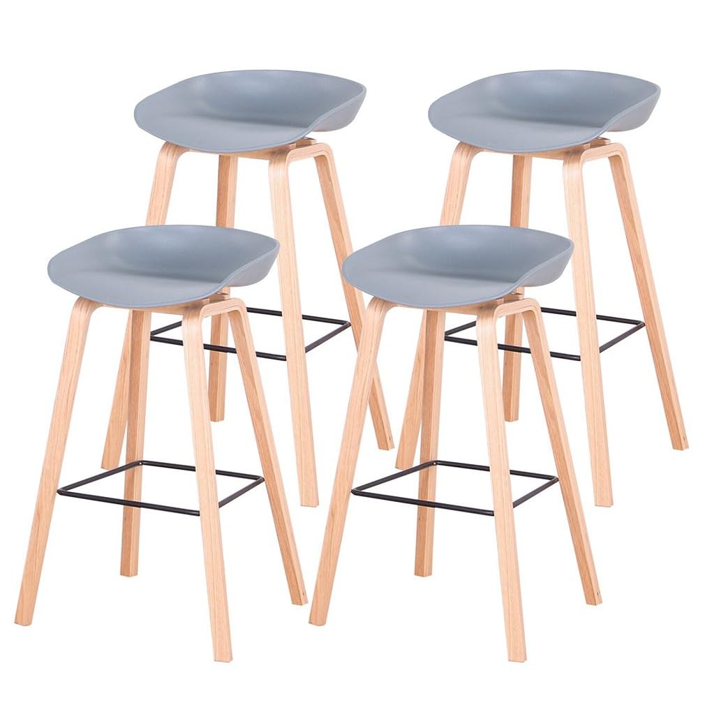 Dream Furnishing - Set of 4 Bar Stool, Modern & Elegant with Strong Iron Legs & Natural Finish Legs for Home, Cafe, Reaturant, Hotel & Office (Grey)-image-6