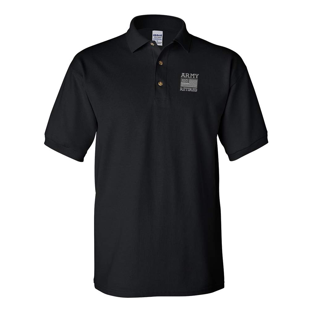 Polo Shirts for Men Us Army Retired Embroidery Cotton Short Sleeves Golf Tees