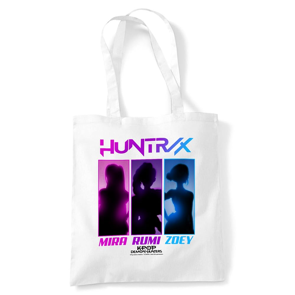 Kpop Demon Hunters Huntrix Spotlights Grocery Travel Reusable Tote Bag, White