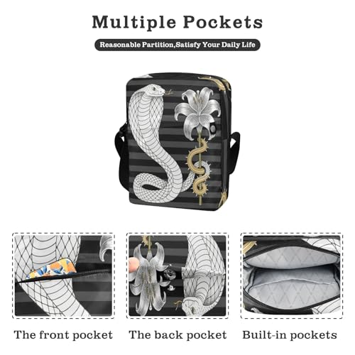 cute messenger bag Small Crossbody Bags Shoulder Handbags Adjustable Strap for Outdoor Daily Outdoor Daily- Silver Snake Grey2