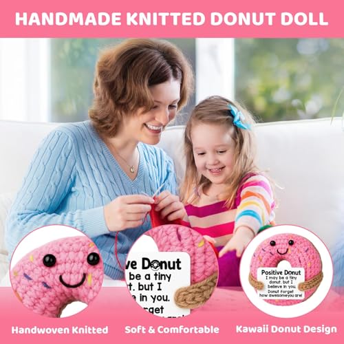 Image of Crochet Toys, Handmade Crochet Doll, 7.5cm*7.5cm Cute Toys for Babies, Girls, Home and Office Decor, Study Table Decor, Emotional Support Gifts, Cute Pink Donut Design