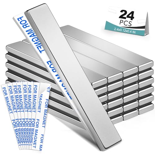 Image of BEST CHOICE MAGNETS 24 Pack Strong Neodymium Bar Magnets, 60 x 10 x 3 mm | Rare Earth Neodymium Magnets with Double-Sided Adhesive Perfect for Fridge, Garage, Kitchen, Craft, Office