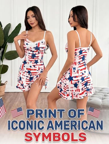 Image of Avidlove Lingerie for Women Sexy Nightgown Modal Nightwear Side Slit Babydoll Chemise Spaghetti Strap nighties