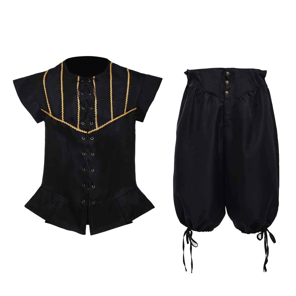 BPURB Costume de Pirate Steampunk pour Homme Gilets avec Pantalon Déguisement Pirate Renaissance Médiévale Halloween Costume