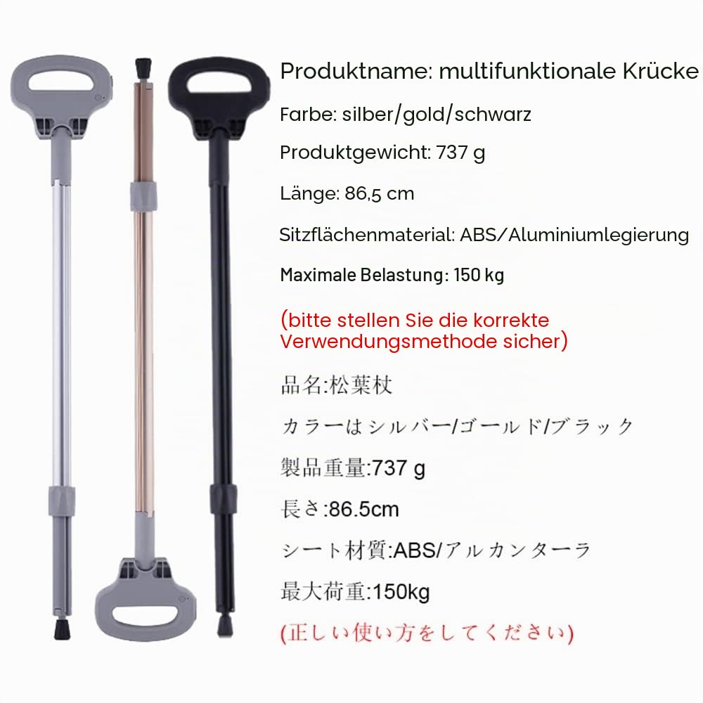 ZJIEX Faltbar Gehstock Mit Sitz, Leicht Spazierstock Wanderstock, Tragbare Krücke Gehhilfe 3 Beine, Belastbar Bis 150 Kg, Mit Reisetasche (Color : Brown)