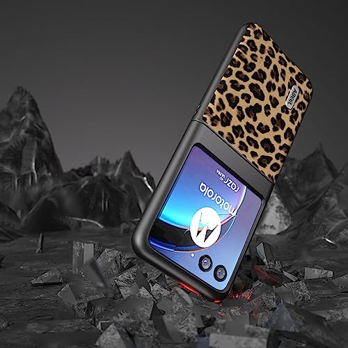 COQUE For Motorola Razr 40 Ultra phone case, folding flip leopard print phone case Motorola Razr 40 Ultra(Yellow) - Image 2