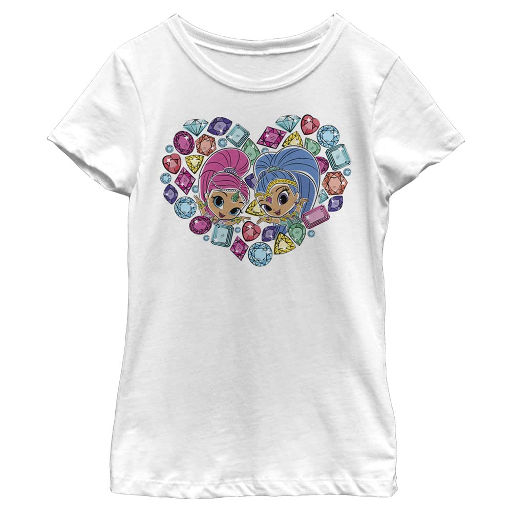 Nickelodeon Girls' Shimmer and Shine Gems Heart Girls Short Sleeve Tee Shirt
