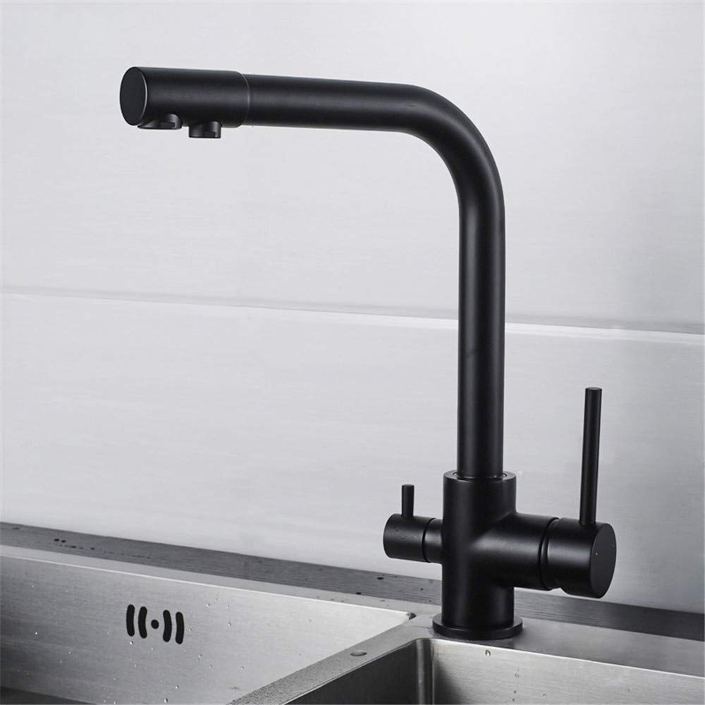 VDOQTLJT Kitchen Faucet Cold and Hot Water Mixer Copper Paint Black Rotary Sink Single Handle 01(OneSize)