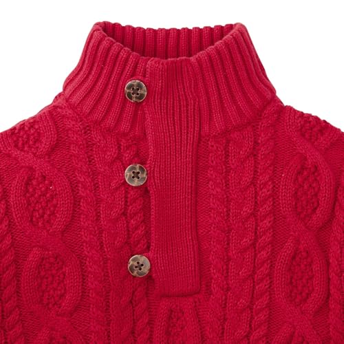 Image of Hope & Henry Boys' Mock Neck Cable Sweater with Button Placket