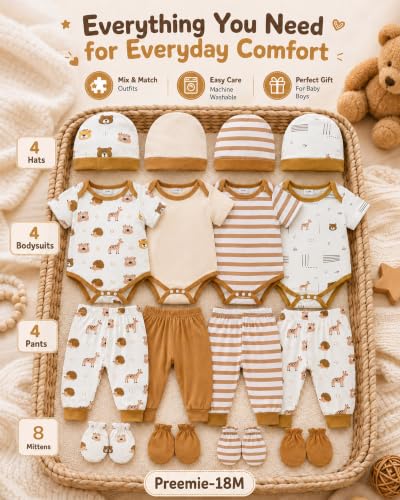 Image of Baby Boy Girl Clothes Preemie Newborn Must Have Infant Essentials Outfits 20 Piece Clothing 0-18 Months