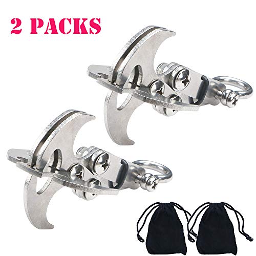 WREOW 2 IN 1 Pocket Size Gravity Hook,Stainless Steel Grappling Hook Survival Folding