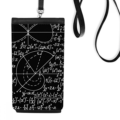 Sac téléphone en cuir noir Mathématiques - Pochette smartphone portable et porte-monnaie sciences