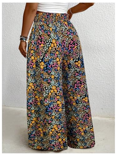 Verdusa Women's Plus Size Boho Floral Baggy Flowy Pants Vacation Wide Leg Loose Trousers2