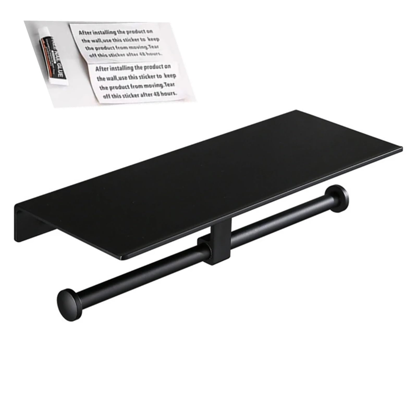 Paper Towel Holder Estante de Papel tisú, Soporte Aluminio Plateado/Negro, Gancho Doble Cara, Estante Almacenamiento, toallero higiénico for baño Cocina(Black 2 Nail-Free)