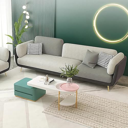 Image of Black Wood Modern Luxury Velvet Fabric 3 Seater Sofa in Bug Resistant Solid Wood for Bedroom, Living Room, Dining Room, Drawing Room, Home Office (Dark Grey & Beige, 3 Seater, Classic)