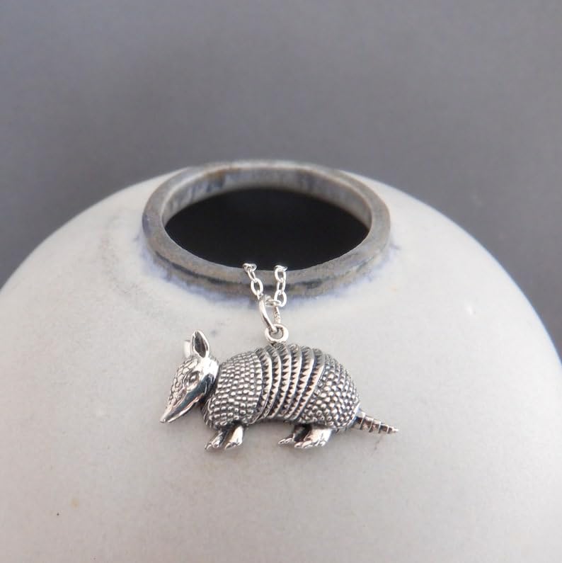 Collana in argento sterling 925 con ciondolo a forma di armadillo, piccolo guscio corazzato, spirito animale totem, ciondolo natura del deserto, gioielli delicati per tutti i giorni | con catena da