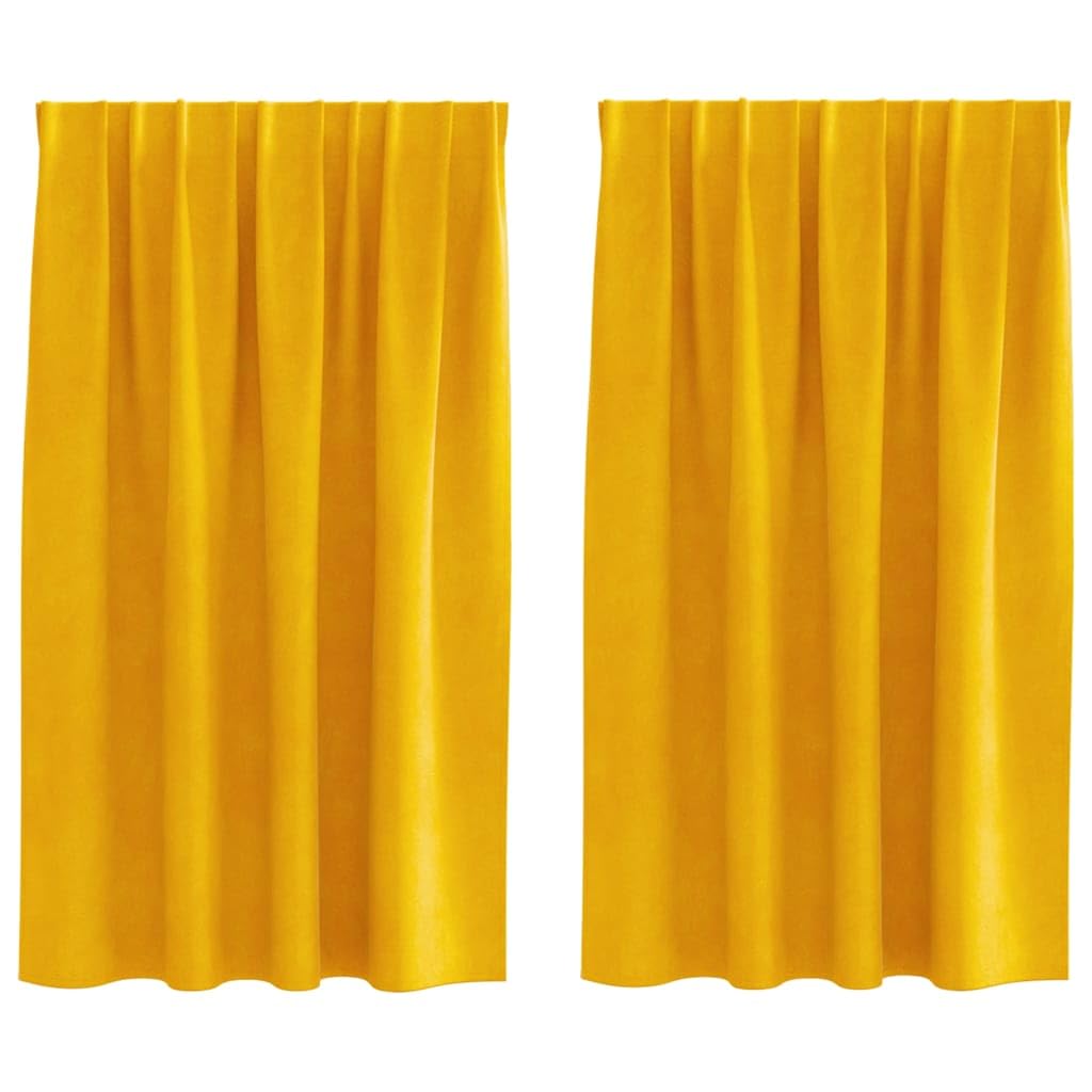 Rideaux occultants anti-regard indiscret en velours jaune moutarde
