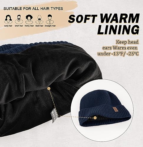 Image of Wmcaps Warm Beanie for Men Women, Fleece Lined Beanie Warm Winter Caps Unisex Fashion Knit Cuffed Cap